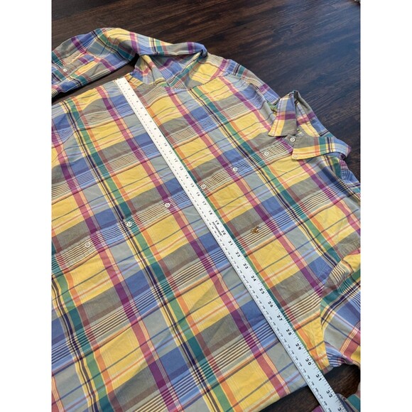 Polo Ralph Lauren 3XLT Plaid Cotton Short Sleeve Button Down Shirt Flesh Pony - Picture 6 of 10